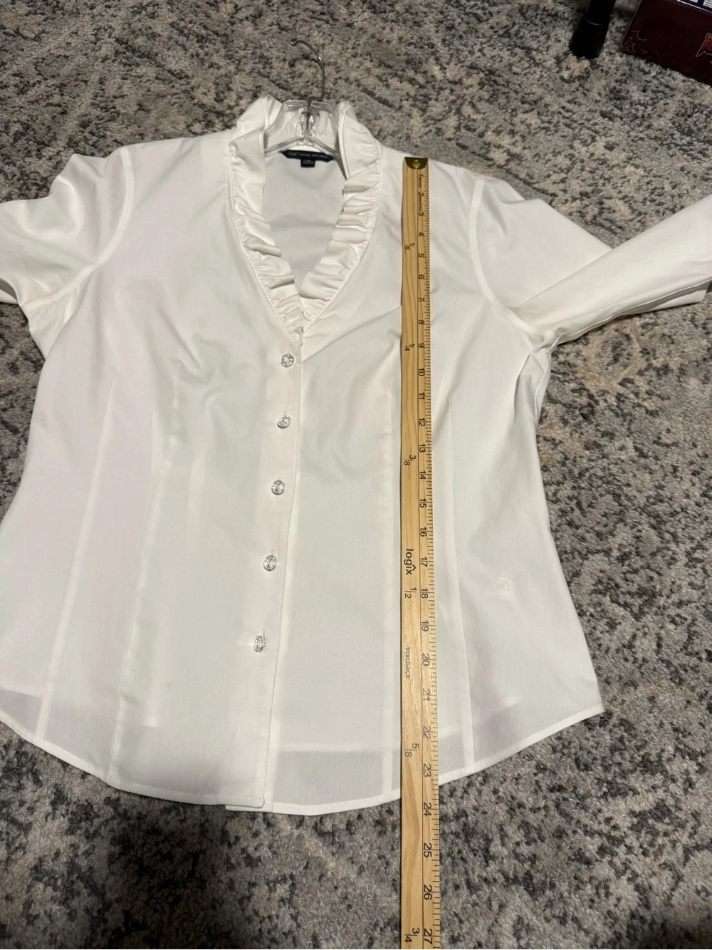 Brooks Brothers 346 White Ruffled Button-Front Blouse - Picture 8 of 10